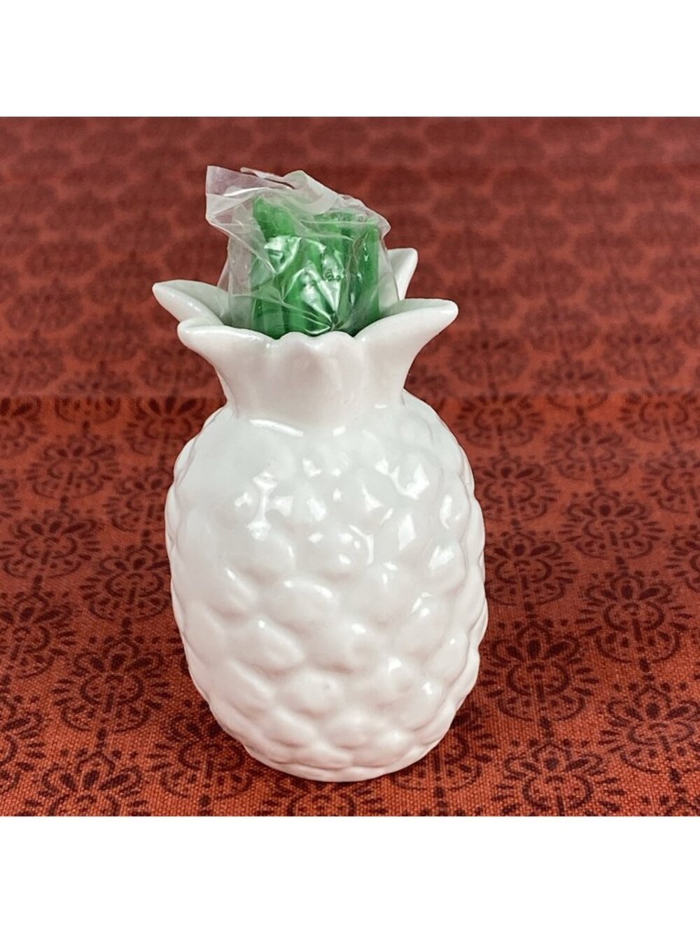 VTG Our Own Import Bone China Pineapple Toothpick Holder w/ Toothpicks Japan